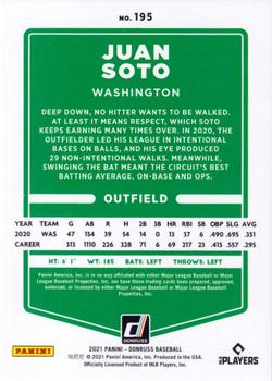 2021 Donruss - Red and White Stripes #195 Juan Soto Back