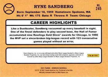 2021 Donruss - Career Stat Line #245 Ryne Sandberg Back