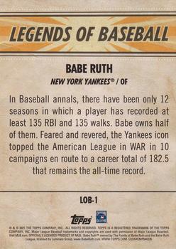 2021 Topps Opening Day - Legends of Baseball #LOB-1 Babe Ruth Back