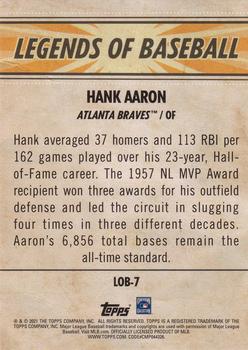 2021 Topps Opening Day - Legends of Baseball #LOB-7 Hank Aaron Back