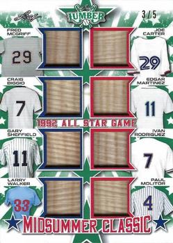 2021 Leaf Lumber - Midsummer Classic Relics Emerald #MC-17 Fred McGriff / Craig Biggio / Gary Sheffield / Larry Walker / Joe Carter / Edgar Martinez / Ivan Rodriguez / Paul Molitor Front