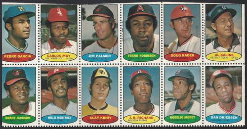 1974 Topps Stamps - Stamp Panels #NNO Pedro Garcia / Carlos May / Jim Palmer / Frank Robinson / Doug Rader / Al Kaline / Grant Jackson / Willie Montanez / Clay Kirby / J.R. Richard / Rogelio Moret / Dan Driessen Front