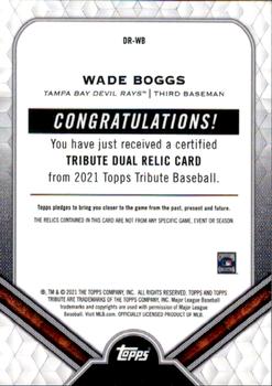 2021 Topps Tribute - Dual Relics Single Player Purple #DR-WB Wade Boggs Back