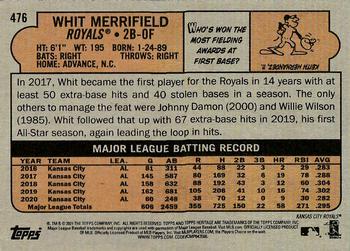 2021 Topps Heritage - Chrome Blue Sparkle #476 Whit Merrifield Back