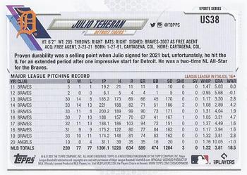 2021 Topps Update #US38 Julio Teheran Back