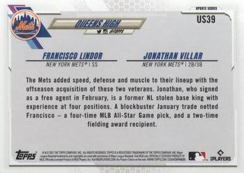 2021 Topps Update #US39 Queens High (Francisco Lindor / Jonathan Villar) Back