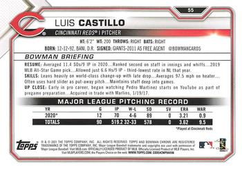 2021 Bowman - Purple #55 Luis Castillo Back