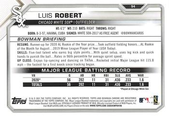 2021 Bowman - Red #94 Luis Robert Back