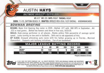 2021 Bowman - Platinum #50 Austin Hays Back