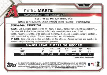 2021 Bowman - Platinum #63 Ketel Marte Back