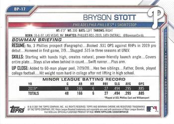2021 Bowman - Prospects #BP-17 Bryson Stott Back