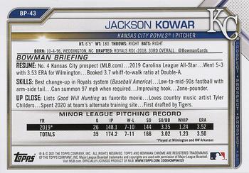 2021 Bowman - Prospects #BP-43 Jackson Kowar Back