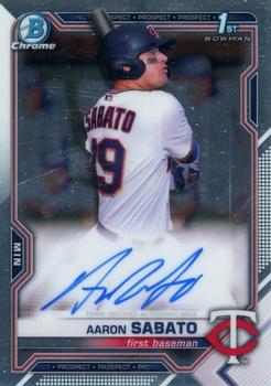 2021 Bowman - Chrome Prospect Autographs #CPA-AS Aaron Sabato Front