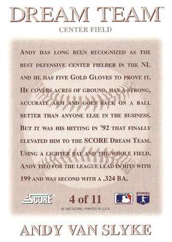1993 Score - Gold Dream Team #4 Andy Van Slyke Back