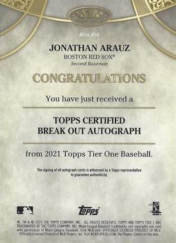 2021 Topps Tier One - Break Out Autographs #BOA-JOA Jonathan Arauz Back