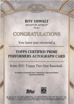 2021 Topps Tier One - Prime Performers Autographs Bronze Ink #PPA-ROS Roy Oswalt Back