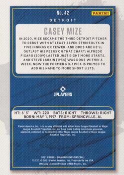 2021 Panini Diamond Kings - Artist's Proof Blue #42 Casey Mize Back