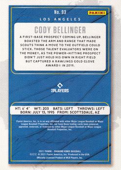 2021 Panini Diamond Kings - Artist's Proof Blue #93 Cody Bellinger Back