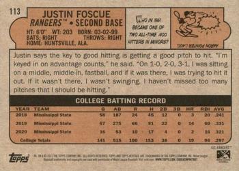 2021 Topps Heritage Minor League #113 Justin Foscue Back
