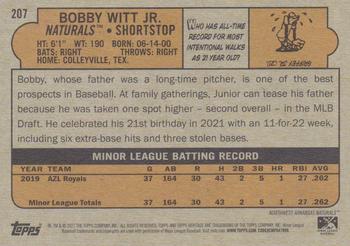 2021 Topps Heritage Minor League #207 Bobby Witt Jr. Back