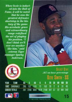 1993 Select #15 Ozzie Smith Back