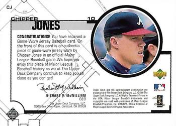 1999 Upper Deck - Game Jerseys (Series Two) #CJ Chipper Jones Back