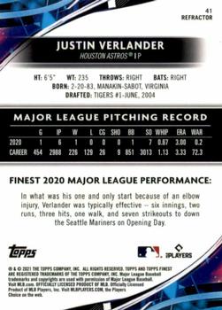 2021 Finest - Refractor #41 Justin Verlander Back