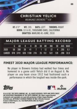 2021 Finest - Green Speckle Refractor #88 Christian Yelich Back