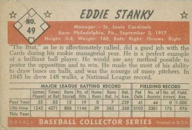 1953 Bowman Color #49 Eddie Stanky Back