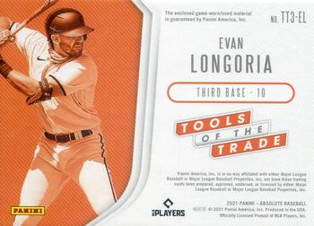 2021 Panini Absolute - Tools of the Trade 3 Swatch Retail #TT3-EL Evan Longoria Back