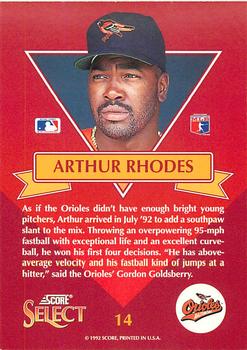 1993 Select - Rookies #14 Arthur Rhodes Back