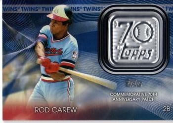 2021 Topps - 70th Anniversary Logo Patch Blue (Series 2) #T70P-RCA Rod Carew Front