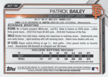 2021 Bowman Sapphire Edition #BCP-108 Patrick Bailey Back