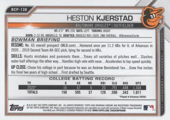 2021 Bowman Sapphire Edition #BCP-138 Heston Kjerstad Back