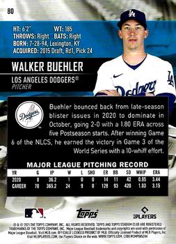 2021 Stadium Club - Black Foil #80 Walker Buehler Back