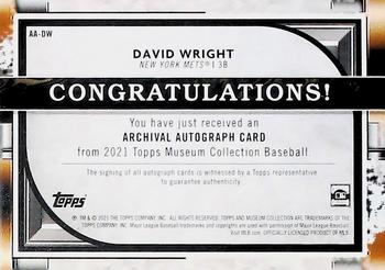 2021 Topps Museum Collection - Archival Autograph #AA-DW David Wright Back