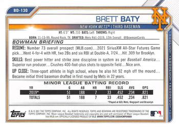 2021 Bowman Draft #BD-130 Brett Baty Back
