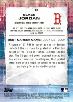 2021 Bowman's Best #22 Blaze Jordan Back