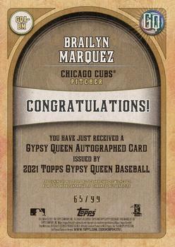 2021 Topps Gypsy Queen - Autographs Blue #GQA-BM Brailyn Marquez Back