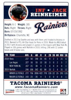 2021 Choice Tacoma Rainiers #15 Jack Reinheimer Back