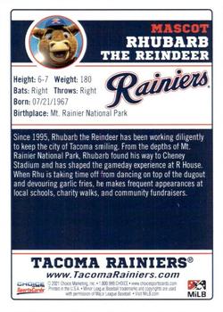 2021 Choice Tacoma Rainiers #30 Rhubarb The Reindeer Back
