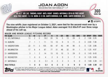 2022 Topps #360 Joan Adon Back