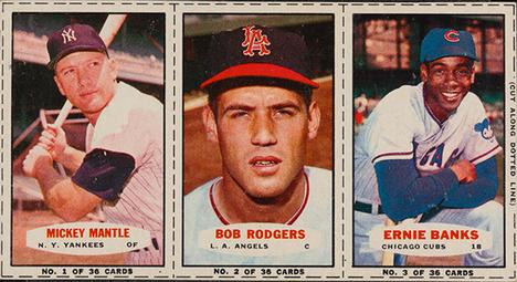 1963 Bazooka - Panels #1-3 Mickey Mantle / Bob Rodgers / Ernie Banks Front