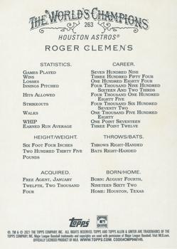 2021 Topps Allen & Ginter - Silver Portrait #263 Roger Clemens Back