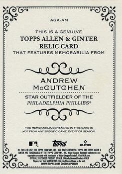 2021 Topps Allen & Ginter - Full-Size Relics A #AGA-AM Andrew McCutchen Back