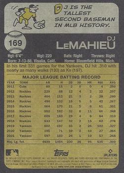 2022 Topps Heritage #169 DJ LeMahieu Back