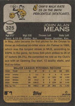 2022 Topps Heritage #325 John Means Back