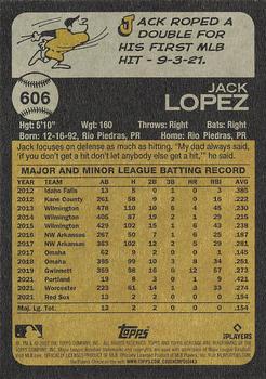 2022 Topps Heritage #606 Jack Lopez Back