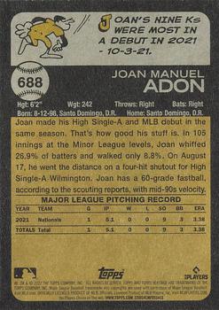 2022 Topps Heritage #688 Joan Adon Back