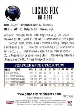 2021 Choice Omaha Storm Chasers #06 Lucius Fox Back